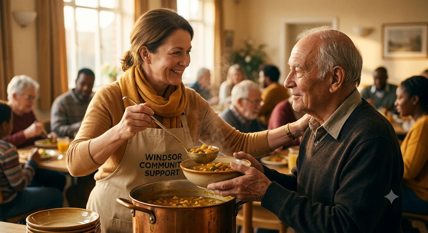 A community meal supported by RecyclingNet donations