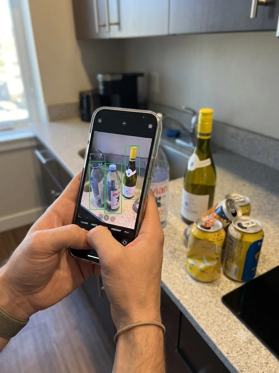 Snapping a photo of recyclables with the RecyclingNet app